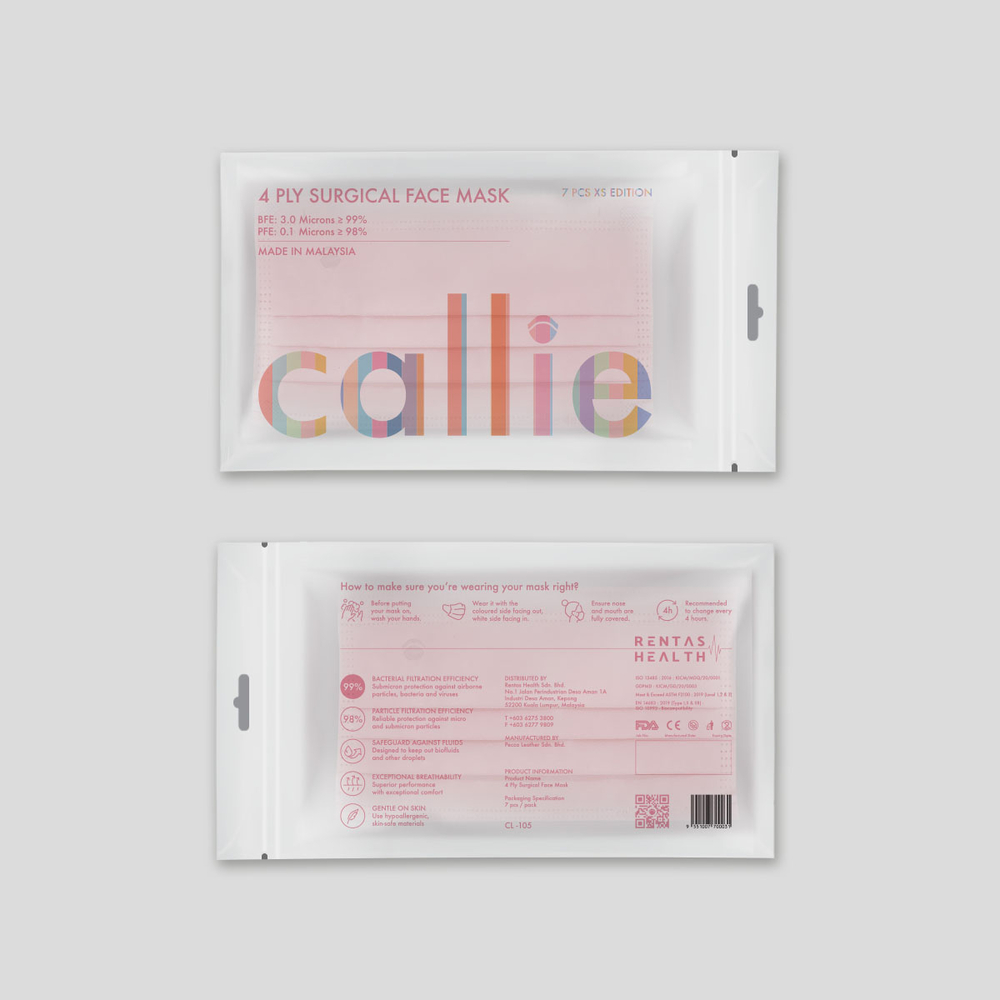 Callie Mask: 4-ply surgical face mask, XS size kid mask